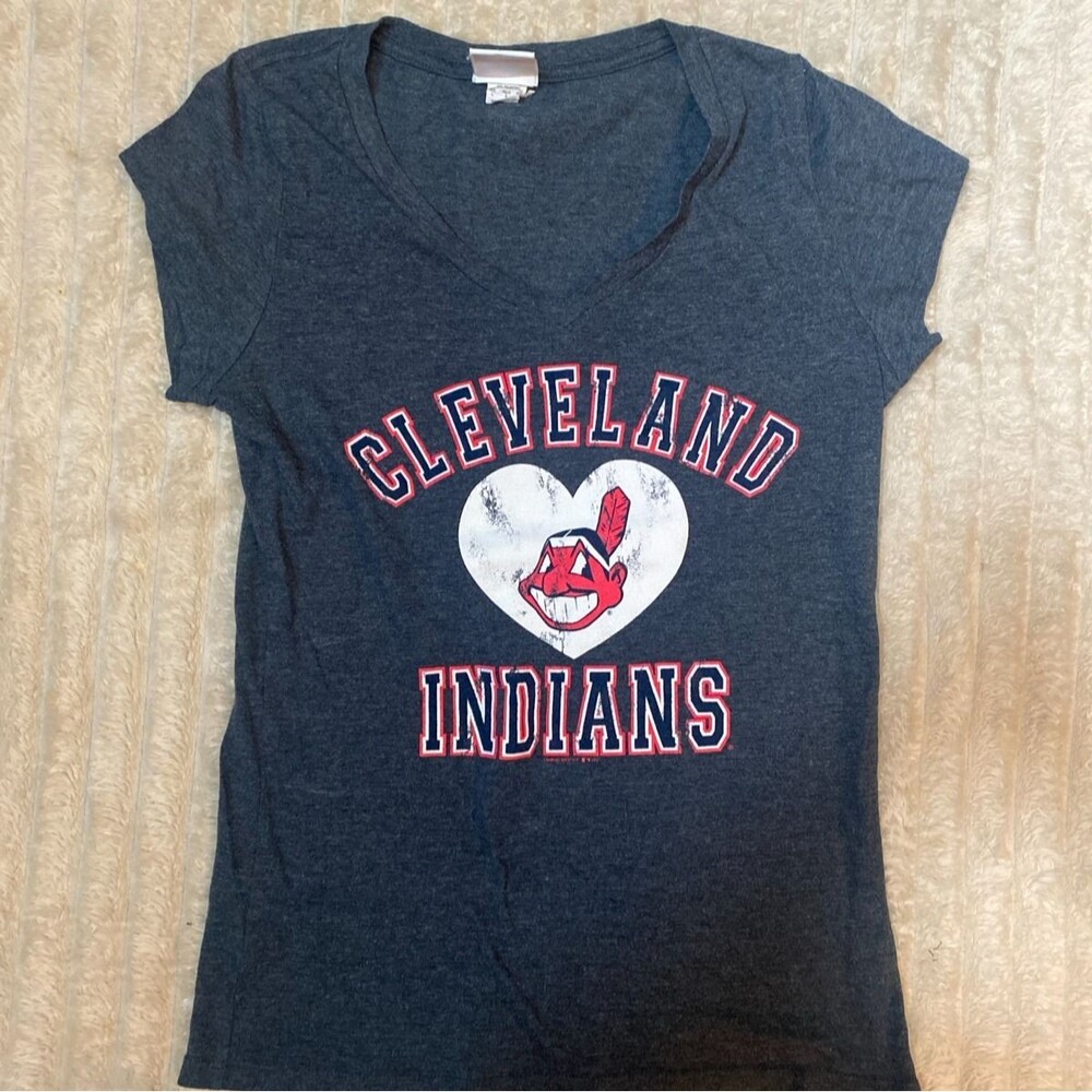 Cleveland Indians Chief Wahoo V Neck Shirt Womens Large L Campus Lifestyle